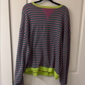 We The Free Vibrant Pink and Green Knit Top